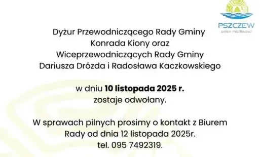 Zdjęcie do Dyżur Przewodniczącego Rady Gminy