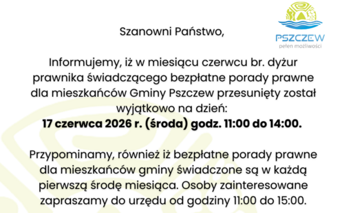 Zdjęcie do Zmiana terminu pomocy prawnej dla mieszkańc&oacute;w