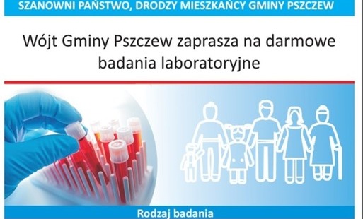 Zdjęcie do Bezpłatne badania laboratoryjne dla mieszkańc&oacute;w Gminy Pszczew
